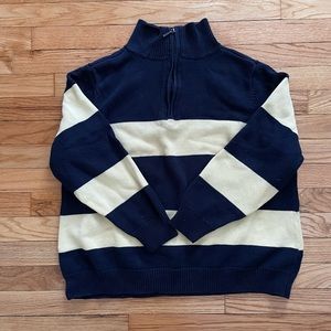 Yellow/Navy Striped Heather Rugby Quarter Zip